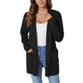 thumbnail image 1 of Anygrew Open Front Cardigan Sweater Long Sleeve Black Cardigan For Women with Pocket,Size L, 1 of 7