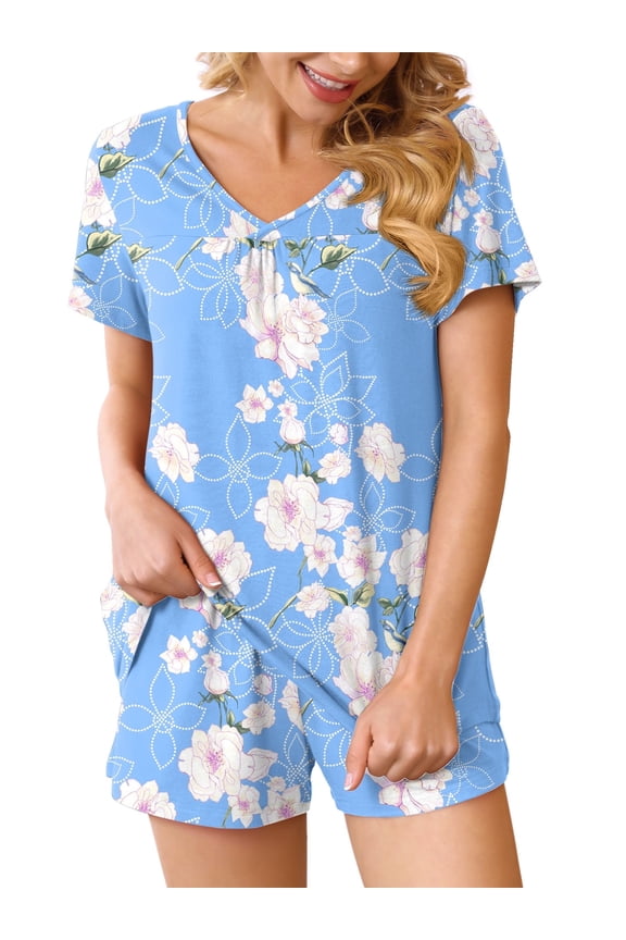 Summer Pajama Sets For Womens Shorts Soft Pj Set 50 Piece Sleepwear With Pockets