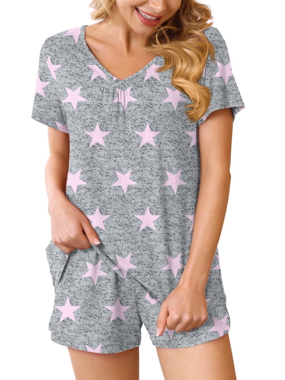 Summer Pajama Sets For Womens Shorts Soft Pj Set 2 Piece Sleepwear With Pockets