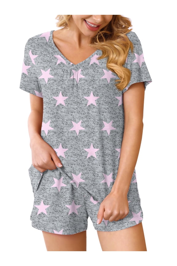 Summer Pajama Sets For Womens Shorts Soft Pj Set 2 Piece Sleepwear With Pockets