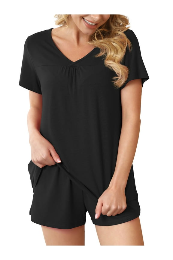 Summer Pajama Sets For Womens Shorts Soft Pj Set 2 Piece Sleepwear With Pockets
