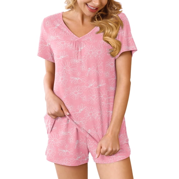 Anygrew Summer Pajama Sets For Womens Shorts Soft Pj Set 127 Piece Sleepwear With Pockets