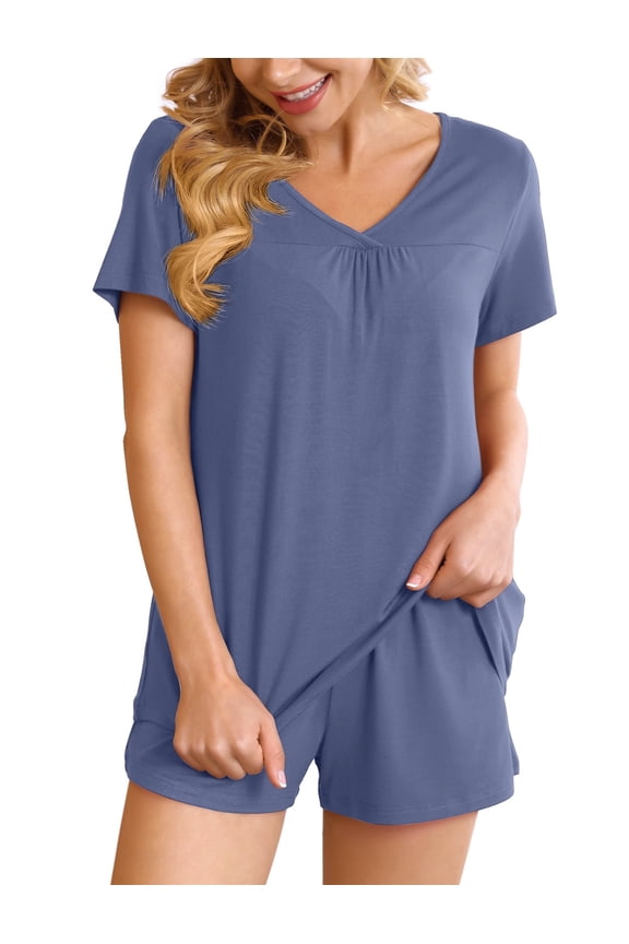 Summer Pajama Sets For Womens Shorts Soft Pj Set 145 Piece Sleepwear With Pockets