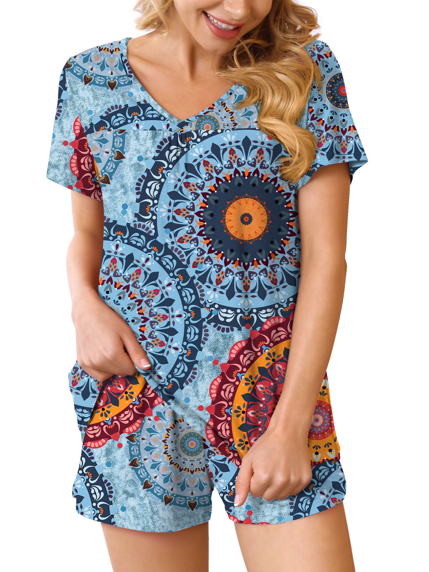 Anygrew Summer Pajama Sets For Womens Shorts Soft Pj Set 2 Piece