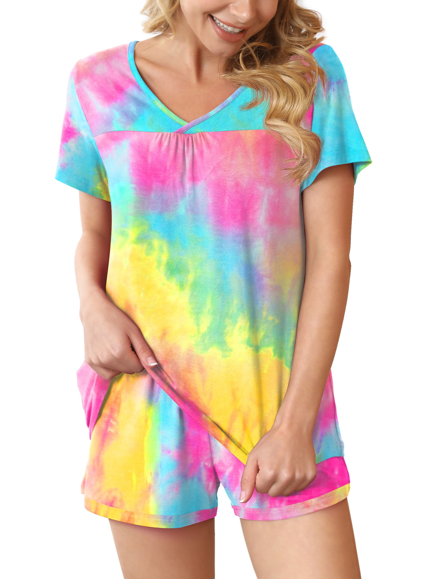 Anygrew Summer Pajama Sets For Womens Shorts Soft Pj Set 2 Piece