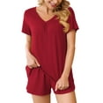 thumbnail image 1 of Anygrew Summer Pajama Sets For Womens Shorts Soft Pj Set 2 Piece Sleepwear With Pockets, 1 of 8