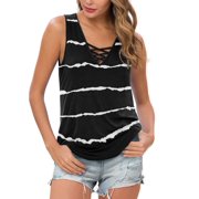 Anygrew Summer Womens Sleeveless Criss Cross Casual Tank Tops Basic Blouse