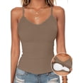 thumbnail image 1 of Anygrew Tank Top for Women with Built in Bra Lace Adjustable Spaghetti Strap Camisoles Ribbed Slim Basic Tops, 1 of 5