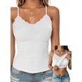 thumbnail image 1 of Anygrew Tank Top for Women with Built in Bra Lace Adjustable Spaghetti Strap Camisoles Ribbed Slim Basic Tops, 1 of 5