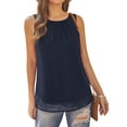 thumbnail image 1 of Anygrew Tank Tops for Women Sleeveless Round Neck Tops Casual Pleated Double Layers Chiffon Blouse Shirts, 1 of 6