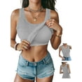 thumbnail image 1 of Anygrew Womens Tank Tops with Built in Shelf Bra Basic Stretchy Padded Camisole Casual Layering Tanks Undershirt Black-White-Gray-Coffee, 1 of 8