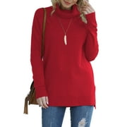 Anygrew Women Pullover Sweater Long Sleeve Casual Sweaters for Women Turtleneck Knit Jumper