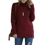 Anygrew Women Pullover Sweater Long Sleeve Casual Sweaters for Women Turtleneck Knit Jumper