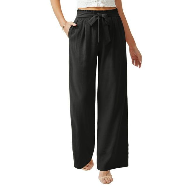 Anygrew Women Casual Wide Leg Pants High Waisted Business Work Casual
