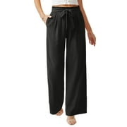 Anygrew Women Casual Wide Leg Pants High Waisted Business Work Casual Pants Loose Flowy Beach Palazzo Pants