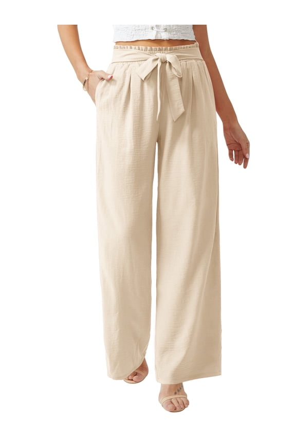Women Casual Wide Leg Pants High Waisted Business Work Casual Pants Loose Flowy Beach Palazzo Pants