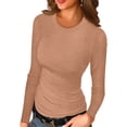 thumbnail image 1 of Anygrew Women Long Sleeve Top Casual Basic Slim Knit Ribbed T Shirt, 1 of 5