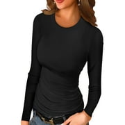 Anygrew Women Long Sleeve Top Casual Basic Slim Knit Ribbed T Shirt