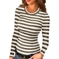 thumbnail image 1 of Anygrew Women Long Sleeve Top Casual Basic Slim Knit Ribbed T Shirt, 1 of 6