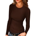 thumbnail image 1 of Anygrew Women Long Sleeve Top Casual Basic Slim Knit Ribbed T Shirt, 1 of 5