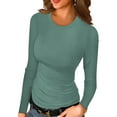 thumbnail image 1 of Anygrew Women Long Sleeve Top Casual Basic Slim Knit Ribbed T Shirt, 1 of 6