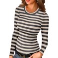 thumbnail image 1 of Anygrew Women Long Sleeve Top Casual Basic Slim Knit Ribbed T Shirt, 1 of 6