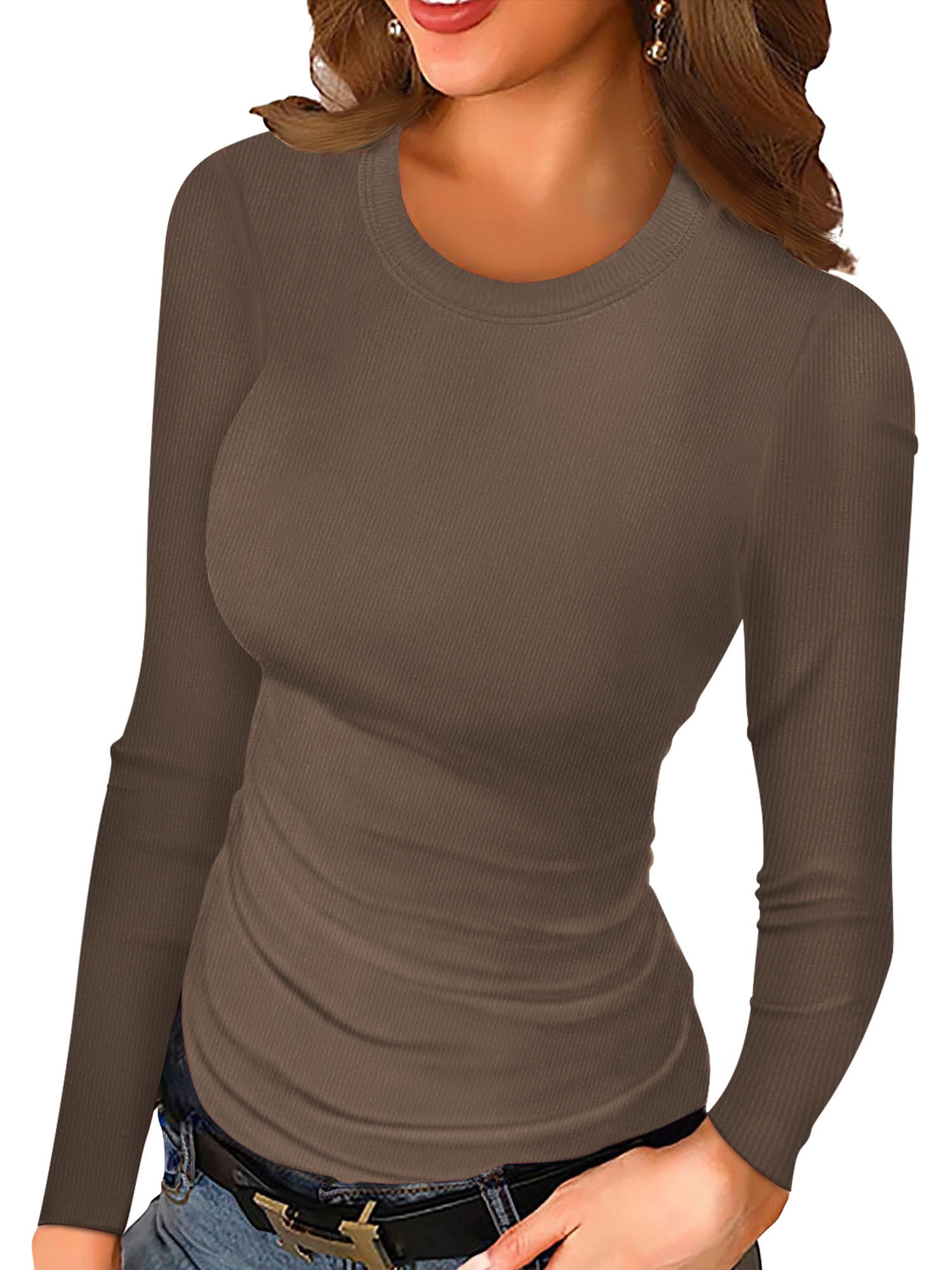 Slim Fit Long Sleeve Threaded Knit Top - Minimalist Style