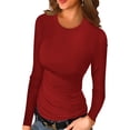 thumbnail image 1 of Anygrew Women Long Sleeve Top Casual Basic Slim Knit Ribbed T Shirt, 1 of 7
