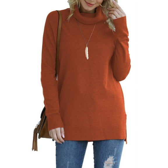 Anygrew Women Pullover Sweater Long Sleeve Casual Sweaters for Women Turtleneck Knit Jumper