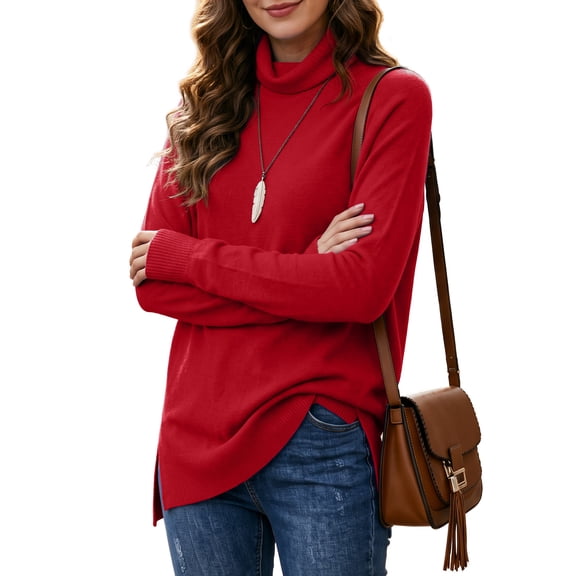 Anygrew Women Pullover Sweater Long Sleeve Casual Sweaters for Women Turtleneck Knit Jumper