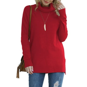 Anygrew Women Pullover Sweater Long Sleeve Casual Sweaters for Women Turtleneck Knit Jumper