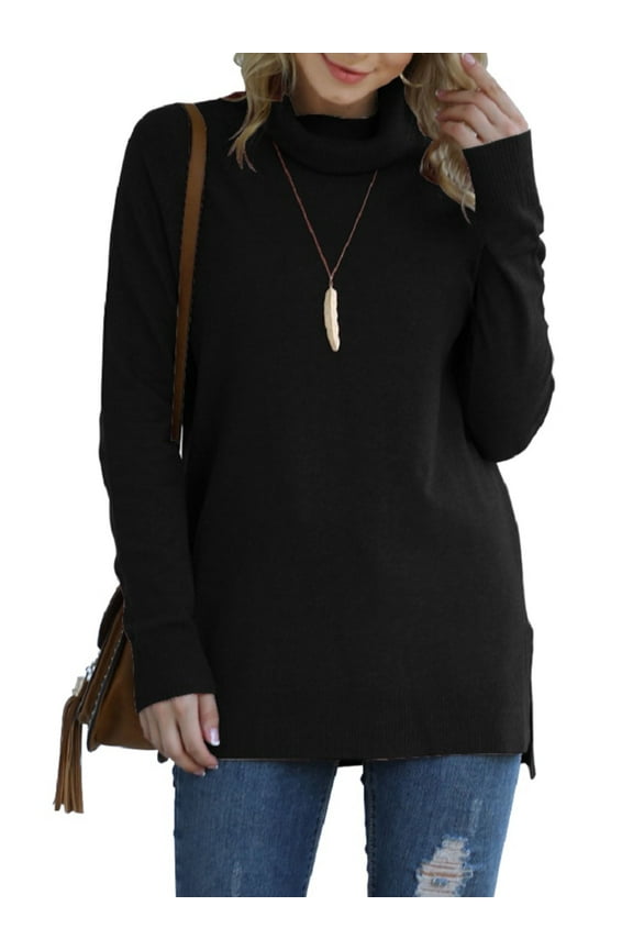 Women Pullover Sweater Long Sleeve Casual Sweaters for Women Turtleneck Knit Jumper