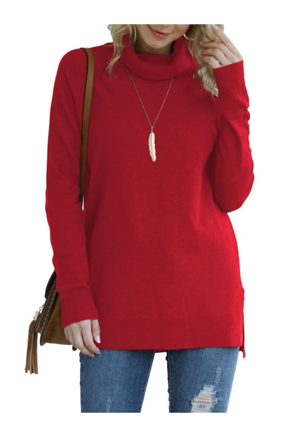 Women Pullover Sweater Long Sleeve Casual Sweaters for Women Turtleneck Knit Jumper