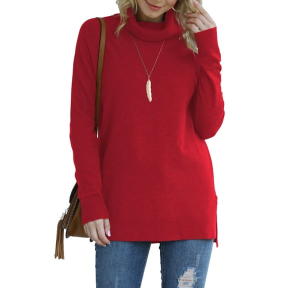 Anygrew Women Pullover Sweater Long Sleeve Casual Sweaters for Women Turtleneck Knit Jumper