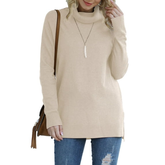 Anygrew Women Pullover Sweater Long Sleeve Casual Sweaters for Women Turtleneck Knit Jumper