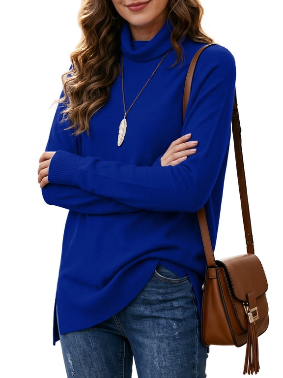 Women Pullover Sweater Long Sleeve Casual Sweaters for Women Turtleneck Knit Jumper