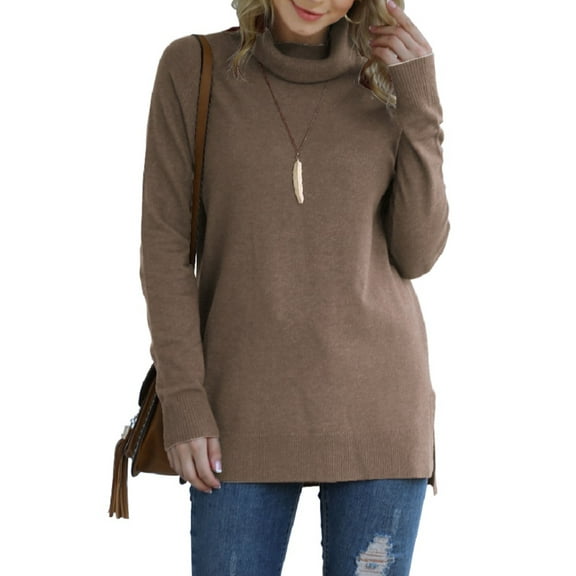 Anygrew Women Pullover Sweater Long Sleeve Casual Sweaters for Women Turtleneck Knit Jumper