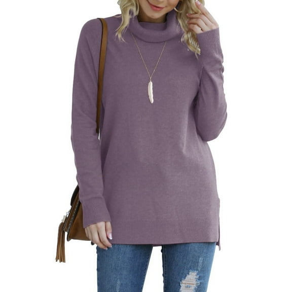 Anygrew Women Pullover Sweater Long Sleeve Casual Sweaters for Women Turtleneck Knit Jumper