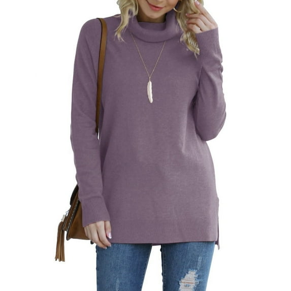 Anygrew Women Pullover Sweater Long Sleeve Casual Sweaters for Women Turtleneck Knit Jumper