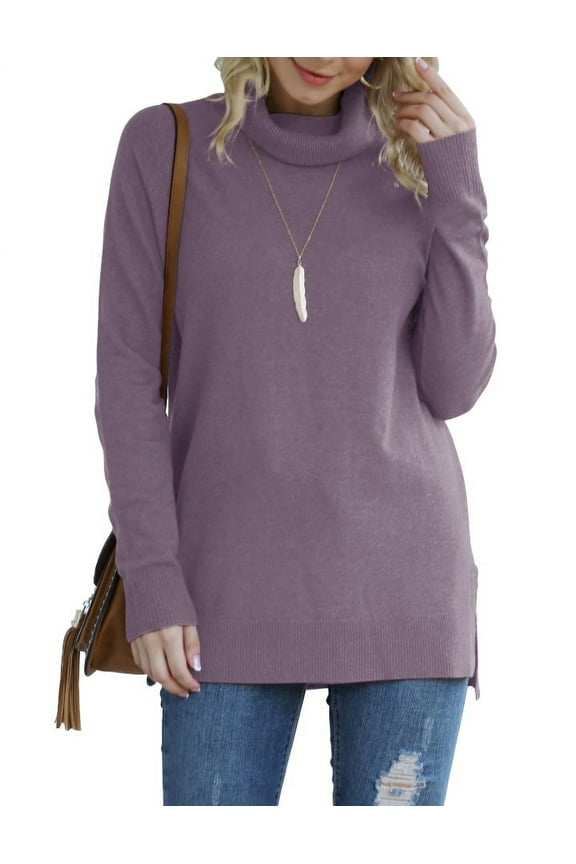 Women Pullover Sweater Long Sleeve Casual Sweaters for Women Turtleneck Knit Jumper