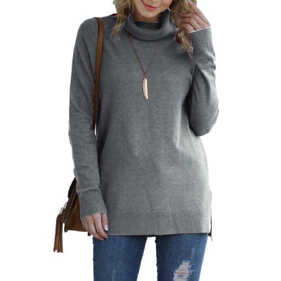 Anygrew Women Pullover Sweater Long Sleeve Casual Sweaters for Women Turtleneck Knit Jumper
