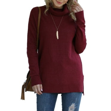 Anygrew Women Pullover Sweater Long Sleeve Casual Sweaters for Women Turtleneck Knit Jumper