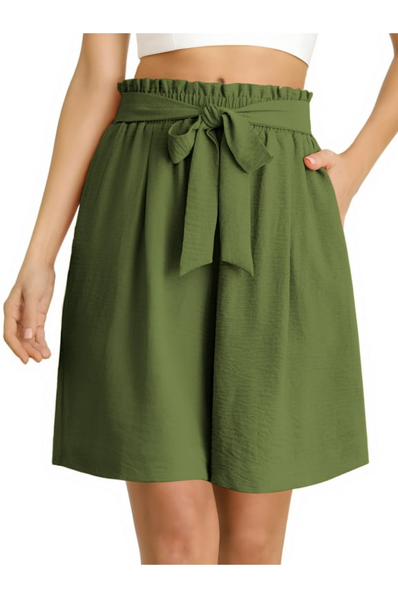 Women's Shorts Wide Leg Shorts for Women with Pockets Womens High Waist Shorts Bowknot Tie Waist