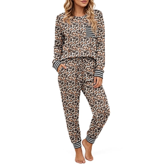 Anygrew Womens Pajama Sets Soft 2 Piece Loungewear Long Sleeve Pjs Sets Jogger Pants with Pockets