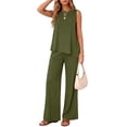 thumbnail image 1 of Anygrew Women's 2 Piece Matching Lounge Sets Summer Outfits Tracksuit Asymmetrical Split Tank Tops Wide Leg Pants With Pockets, 1 of 8