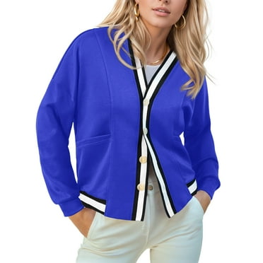 Anygrew Women's Cardigan Long Sleeve Sweatshirts Button Coat Casual Lightweight Fall Outfits Cloth Baseball Uniform Fashion with Pocket