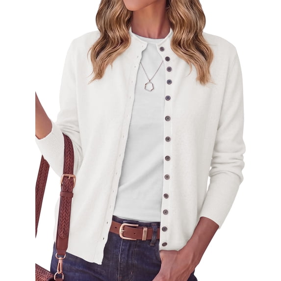 Anygrew Cardigan Sweaters for Women Lightweight Knit Cardigan Button Up Long Sleeve Sweaters for Women