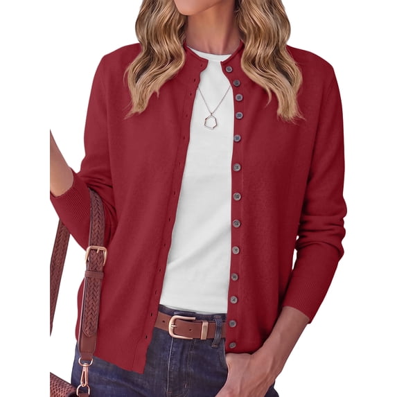 Anygrew Cardigan Sweaters for Women Lightweight Knit Cardigan Button Up Long Sleeve Sweaters for Women