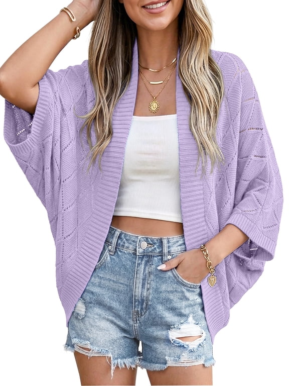 Women's Summer Cardigan Crochet Cardigan Batwing Sleeve Shrug