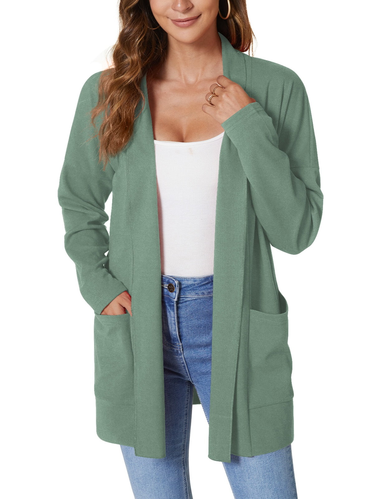 Anygrew Women's Long Sleeve Cardigan Open Sweater Cardigan Soft and